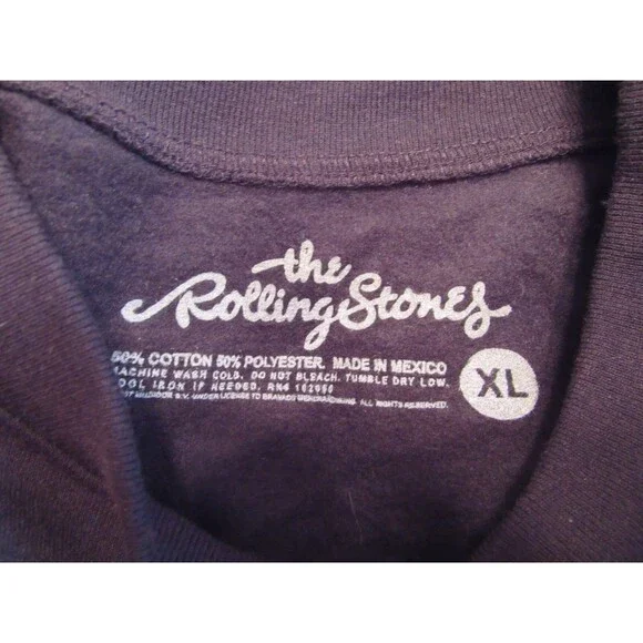 THE ROLLING STONES Womens Black Crop Top Tongue Logo Long Sleeve Size XL NWT - Picture 3 of 8